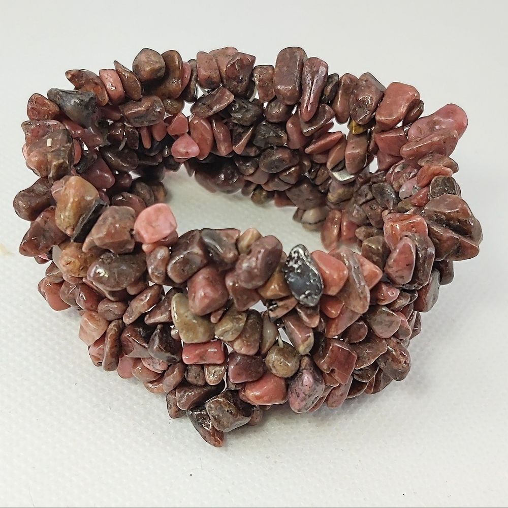Rhodonite Chip Stretch Bangle - image 1